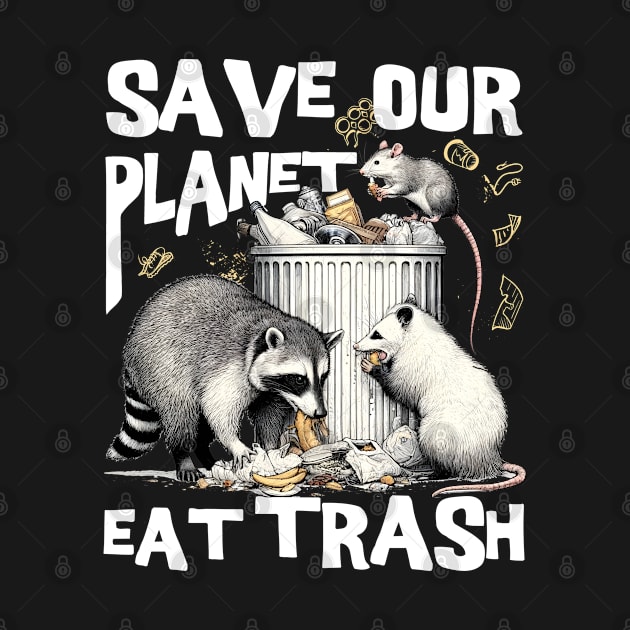 Funny Save Our Planet Eat Trash Rat, Possum and Racoon by creative