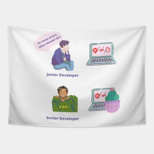 Senior Developer Junior Developer Joke Software Developer Anime Gift Tapestry