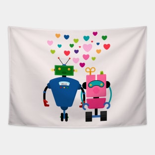 Robot Love Story Tapestry
