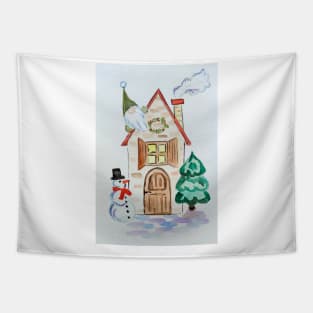 Elfs Christmas card Tapestry