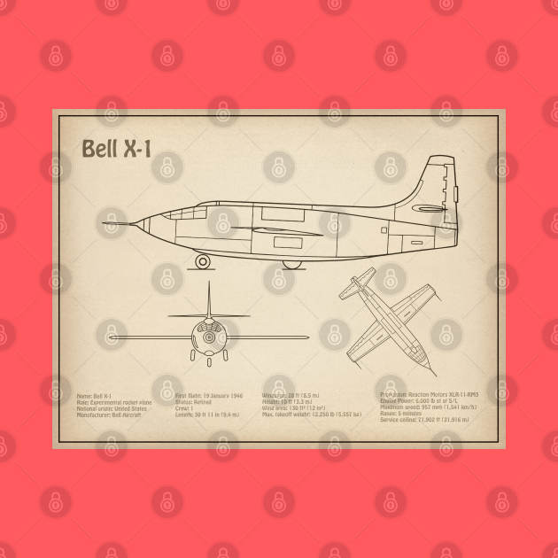 Bell X-1 - Airplane Blueprint - SD by SPJE Illustration Photography