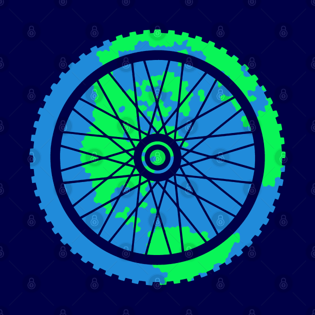Mountain Bike Tire Earth Gear Graphic Biking Design by TeeCreations