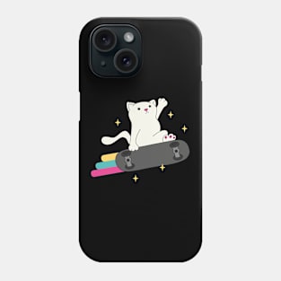 Funny Skater Cat Rainbow Skateboard Phone Case