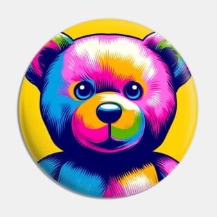 Neon Teddy Bear Portrait Sticker T-shirt Pin