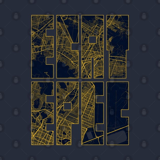 Ecatepec, Mexico City Map Typography - Gold Art Deco by deMAP Studio