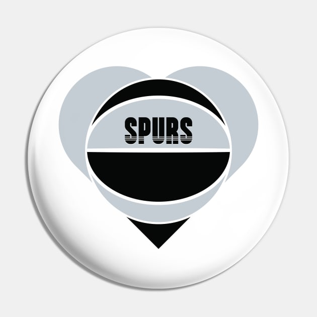 Heart Shaped San Antonio Spurs Basketball Pin by Rad Love