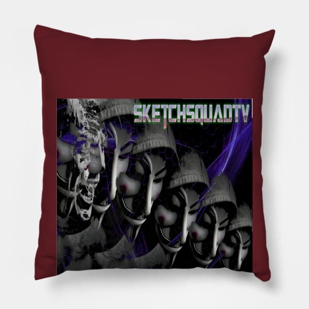 SketchSquadTV Man-E-Faces Pillow by Antitrust Incorporated