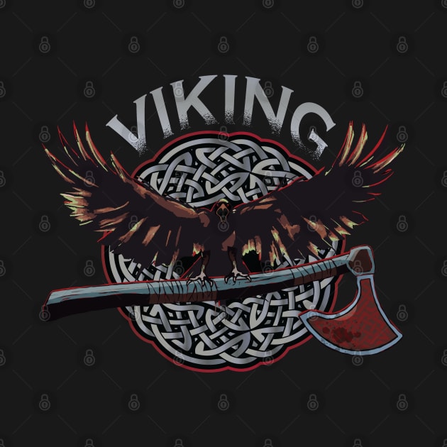 Viking Raven with Battle Axe by Graphic Duster