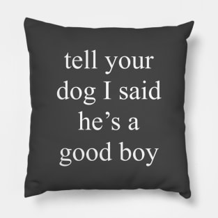 Tell Your Dog He's a Good Boy Pillow