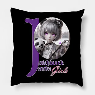 Patchwork Panda Girls Pillow