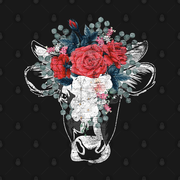 Cow Farm Animal Retro Flower Cows by ShirtsShirtsndmoreShirts