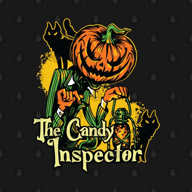 Candy Inspector Halloween Pumpkin Design by Graphic Duster