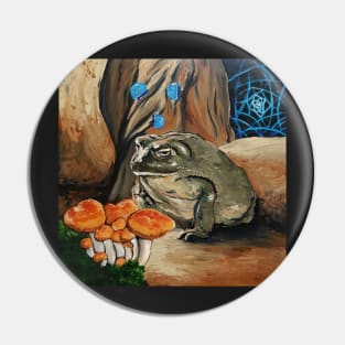 A Moment of Clarity - Psychedelic Frog Toad Mushrooms Sacred Geometry Fantasy Wall Art Handmade Home Decor Painting Pin