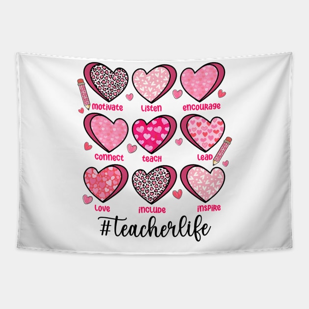 Teacher Valentines, Teacher Candy Hearts, Conversation Heart, Teacher Valentines Day, Retro Valentine, Teacher Life Tapestry by artbyhintze