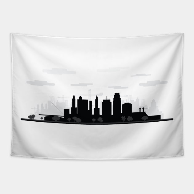 Kansas City Skyline Tapestry by lordambyar