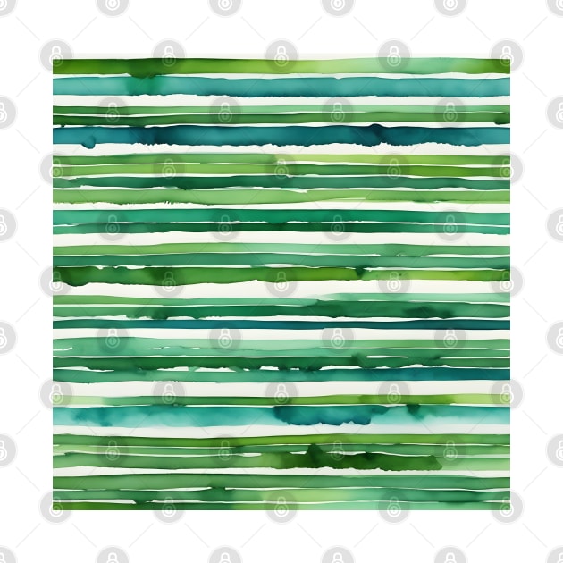 Horizontal green watercolor stripes by craftydesigns