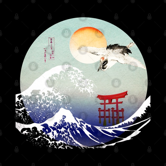 The Great Wave Japanese Crane by Bluepress