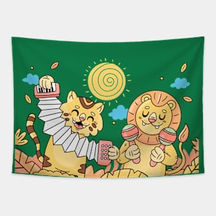 Lion Tiger Music Tapestry