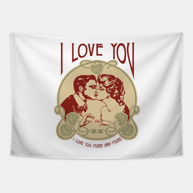 I Love You - Best Romantic Couple Kiss Tapestry by ROSHARTWORK