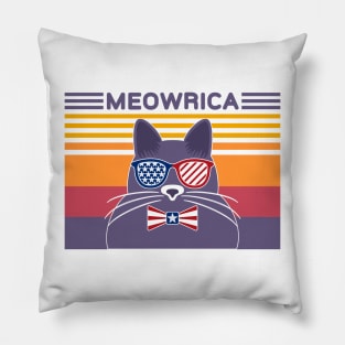 Meowrica Patriotic Cat Vintage Pillow