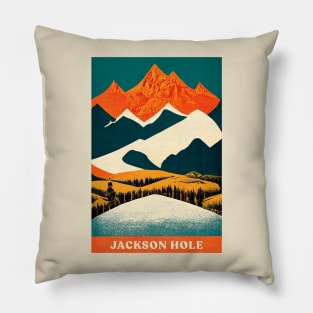 Jackson Hole Wyoming Retro Travel Pillow