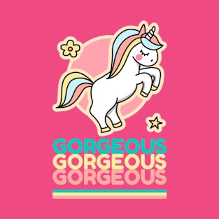 Gorgeous Repeat Typography & Cute Unicorn Colorful T-Shirt