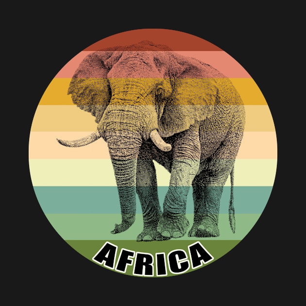 Majestic Bull Elephant on Vintage Retro Africa Sunset by scotch