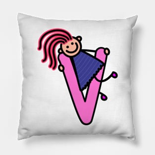 Letter V for girls alphabet Kids Colorful Cartoon Character Pillow