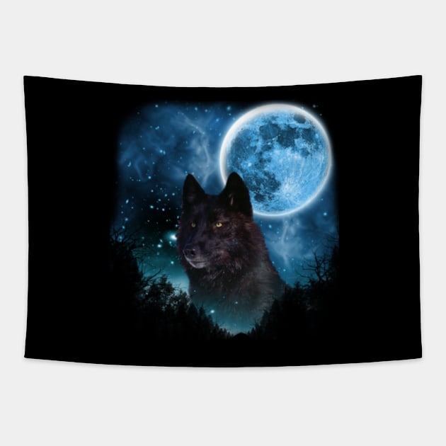 Black Wolfs Skylight 2 Tapestry by Ratherkool