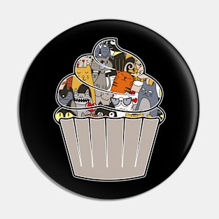 Pop Art Cupcake Pastry Lover Baked Goods Cute Cats Pattern Pin