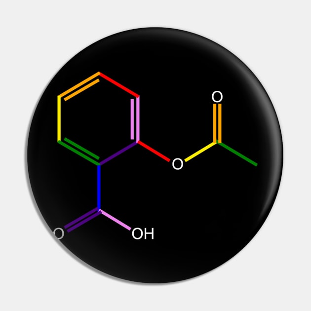 Aspirin Molecule Rainbow Chemistry Pin by ChemECool