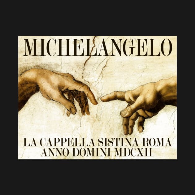 Vintage Retro Michelangelo La Cappella Sistina Roma Anno Domini MDCXII - Hands Michelangelo Painting - The creation of Adam by DazzlingApparel