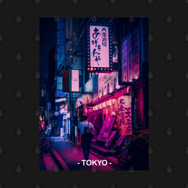 Tokyo Street Neon Synthwave by JeffDesign