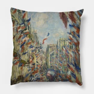 The Rue Montorgueil by Claude Monet Pillow