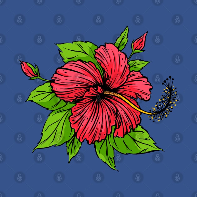 hibiscus flower hand drawn by Mako Design 