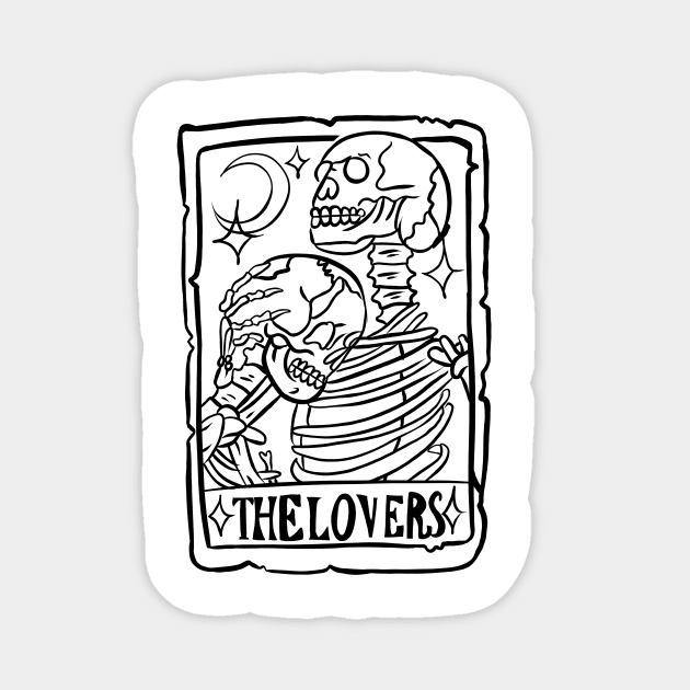 the lovers skeleton tarot card dark night sticker tote bag Magnet by saraholiveira06