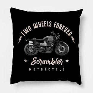 Two Wheels Forever Scrambler Pillow