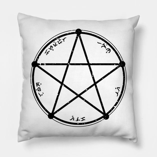 Exorcise your Demons! - Incantation circle (black) Pillow by The Scribble Media