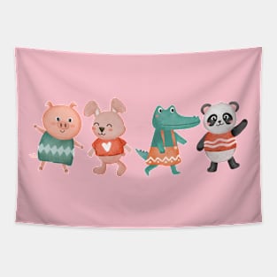 Pig RAbbit Crocodile Panda Tapestry