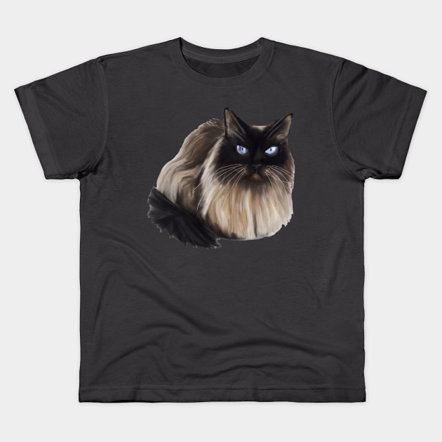 Cute Balinese Cat Realistic Digital Draw Cat Kids T Shirt