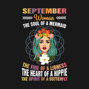 September Woman - The Soul Of A Mermaid Birthday T-Shirt T-Shirt