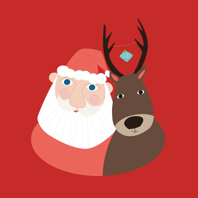 Santa Claus with his faithful reindeer by FrFr