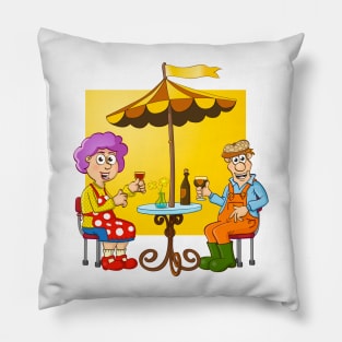 Under the umbrella - funny digital illustration by Stef Ringoot. Pillow