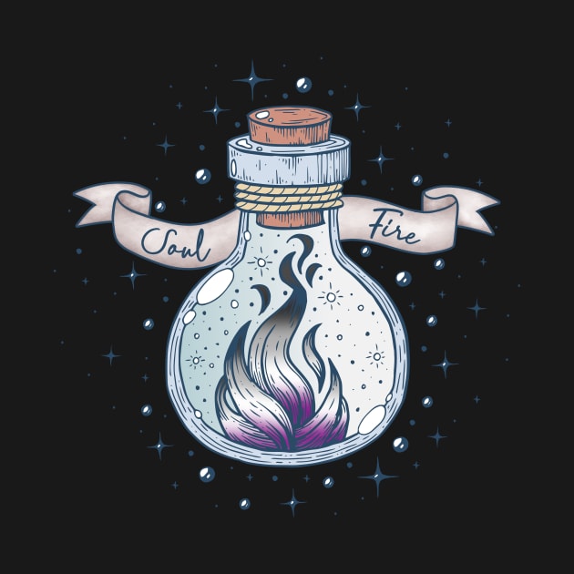 Asexual Fire Occult Bottle LGBT Ace Demisexual Pride Flag by Psitta