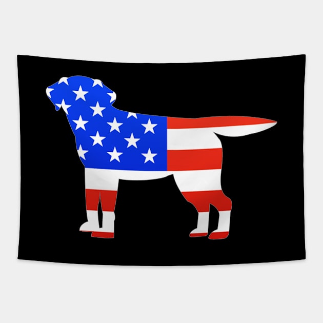 American Flag Labrador Silhouette - Gift For Black Labrador Owner Labrador Lover Tapestry by HarrietsDogGifts