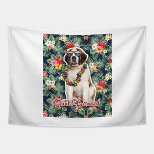 Saint Bernard Summer Funky Hawaiian, Hawaii Style, Dog Personalized Hawaiian Tapestry