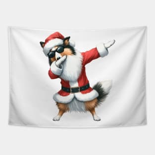 Christmas Collie Dog Dabbing Dance Tapestry