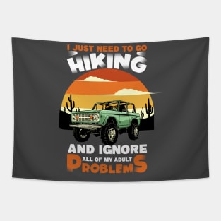 Funny hiking mountains cross country road vintage sunset Tapestry