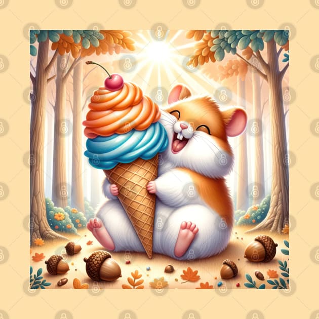 Fluffy Hamster Eating Ice Cream by TooplesArt