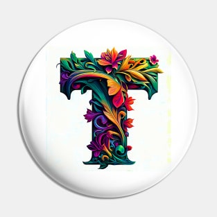 AI Art Floral Franciscan Tau Abstract Expressionism Pin